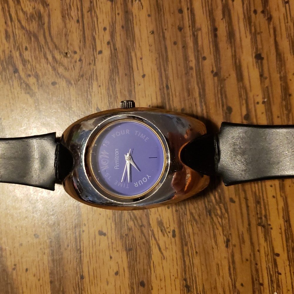 Vintage Armitron Silvertone & Purple Watch Promo From Virginia Slims NON-WORKING